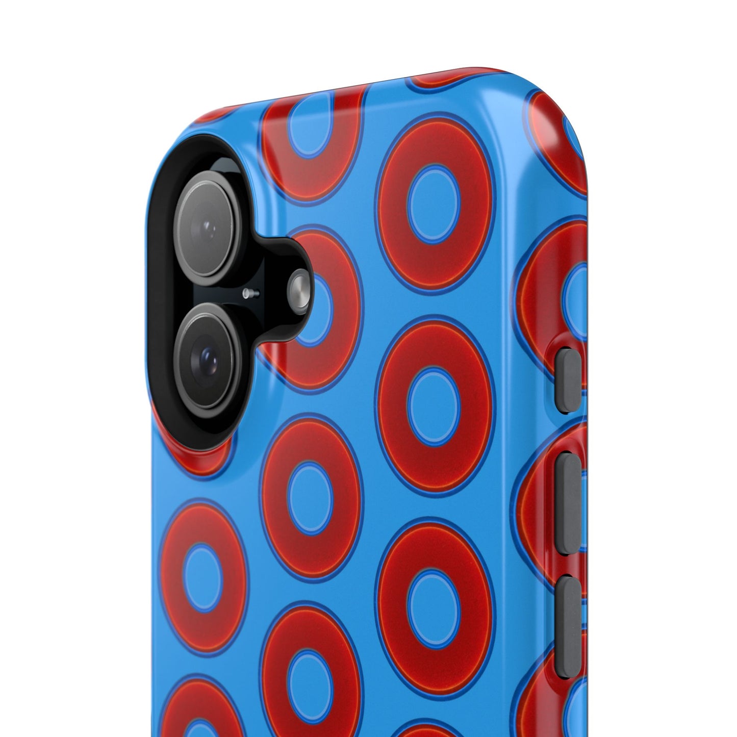 Impact-Resistant Lumpy Donut Case - red vivid donut print w/sky royal blue background