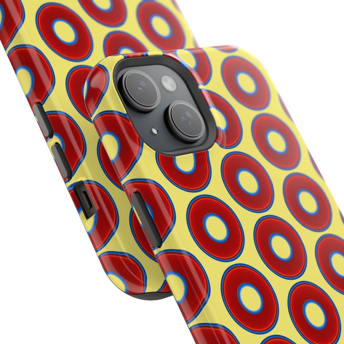 Magnetic Tough Donut Case - red vivid donut print w/yellow background