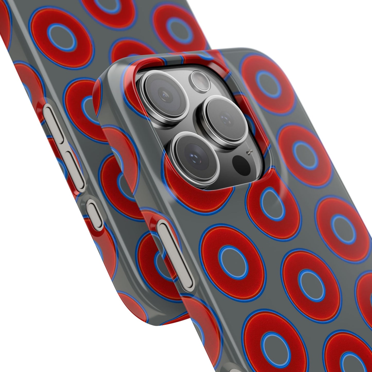 Lumpy Donut Snap Case - red vivid donut print w/dark gray background