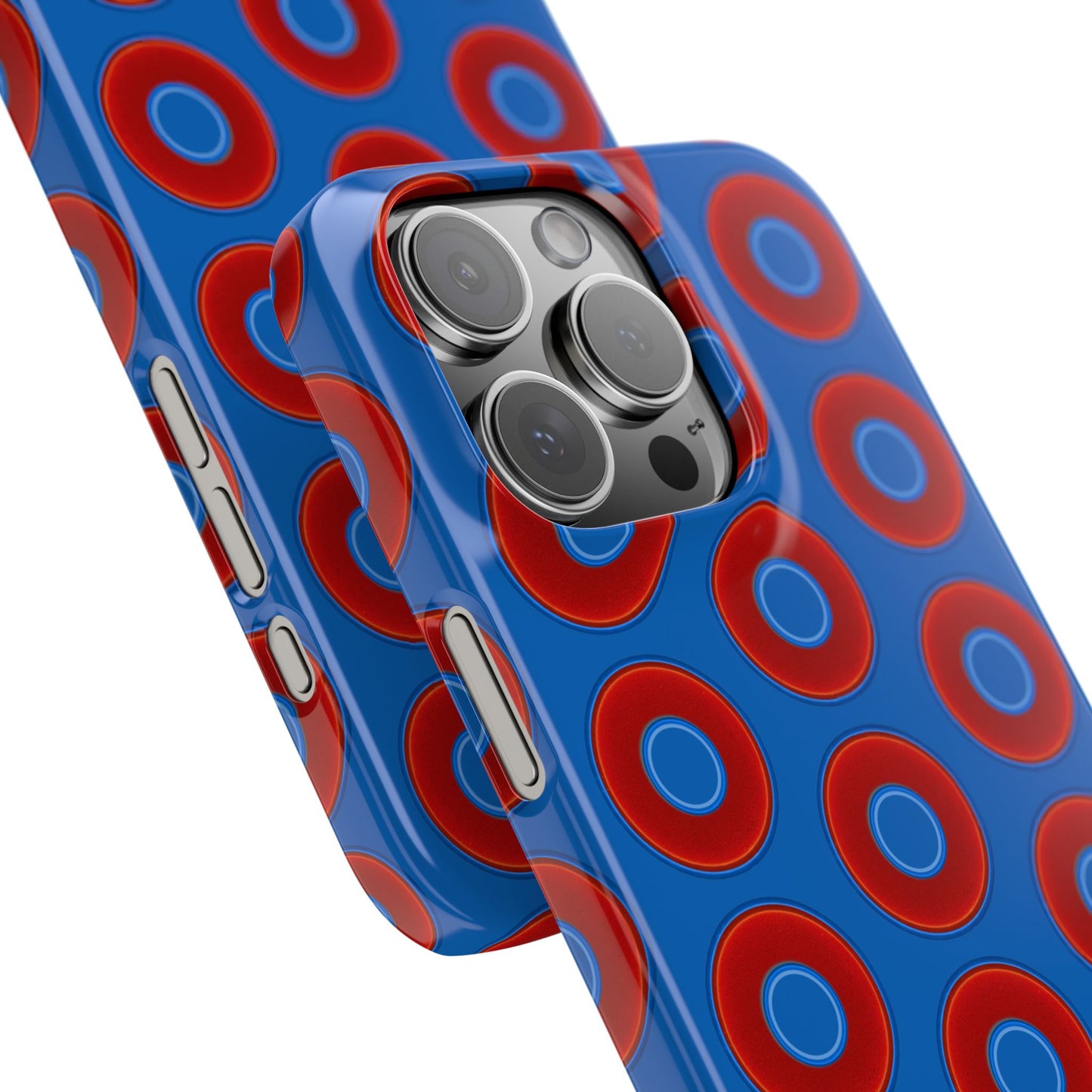 Lumpy Donut Snap Case - red vivid donut print w/dark royal background