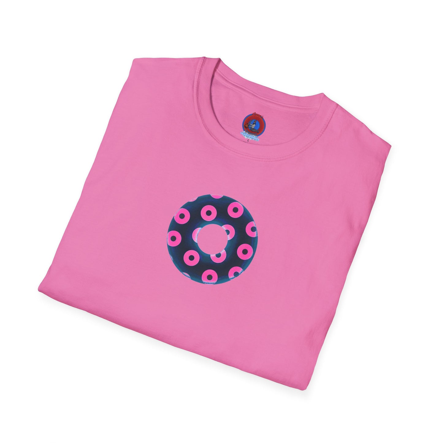 Copy of Plain Donuts/Unisex Soft-Style - "Plain Blimpy Paradoxical Donuts" - dark steel blue/vivid magenta donuts