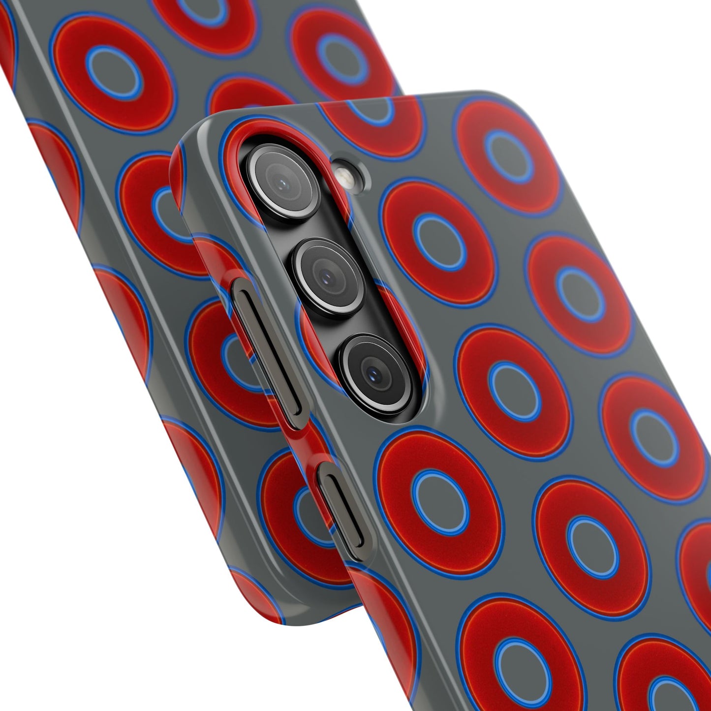 Lumpy Donut Snap Case - red vivid donut print w/dark gray background