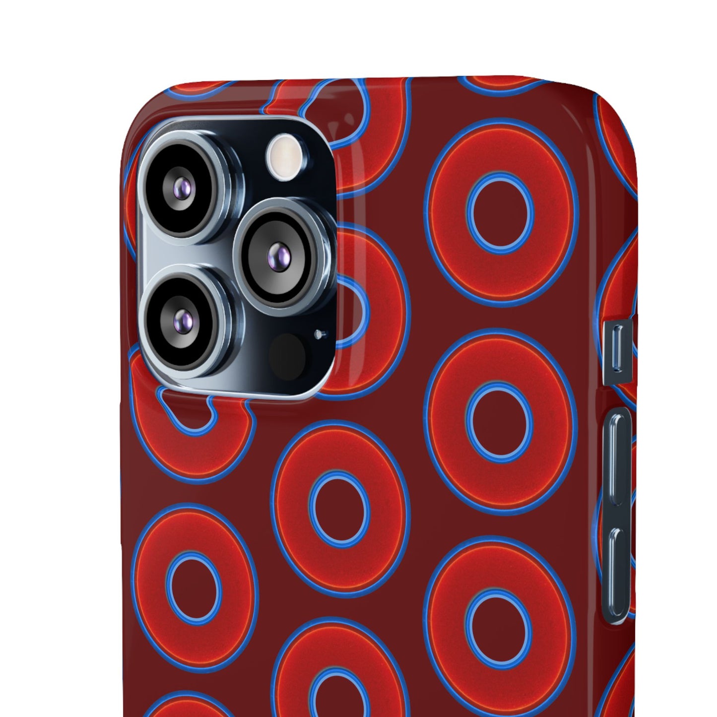 Lumpy Donut Snap Case - red vivid donut print w/dark red background