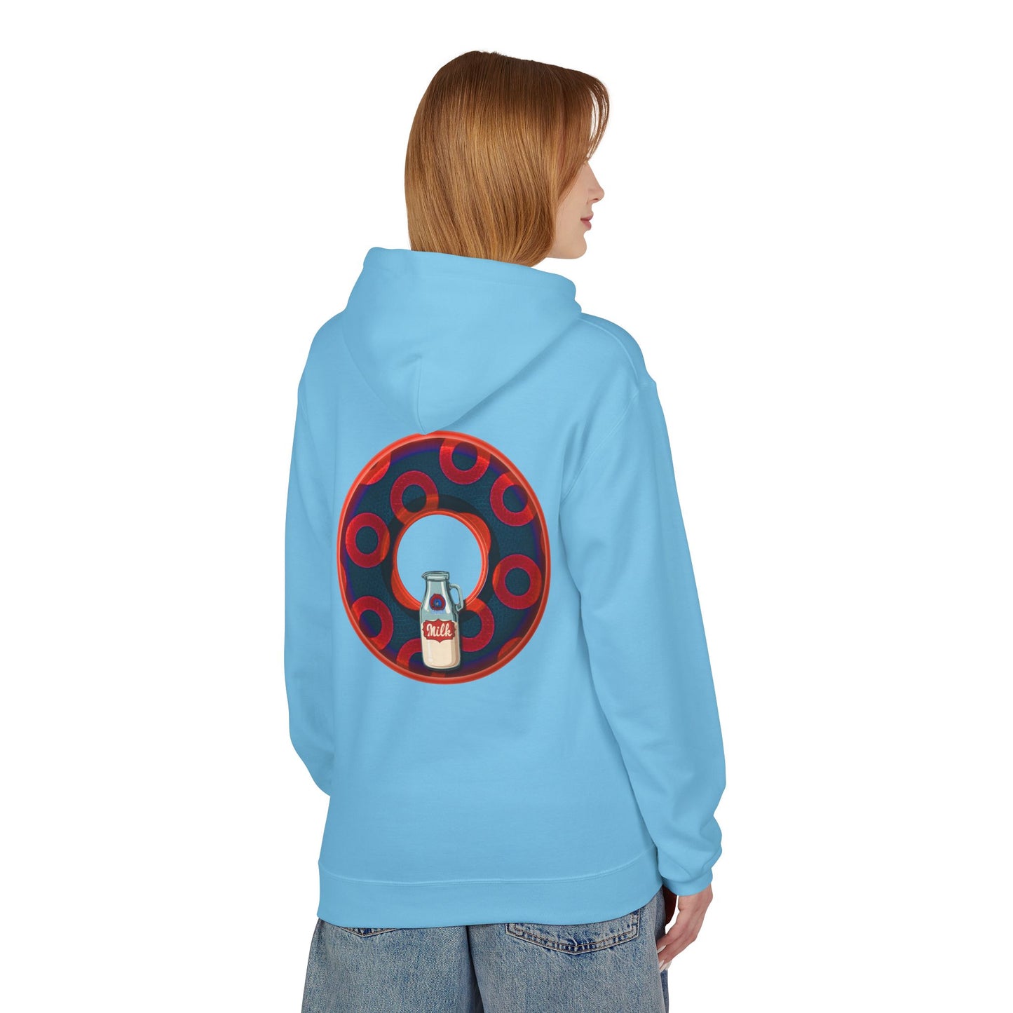 Fleece Harry Hoodies [Midweight Soft-style] - "Wooked Cream Dairy - YEMSG Donut" - navy blue/red rustic paradox donut - variant 3