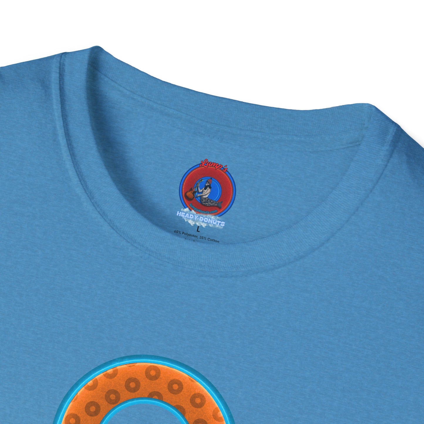 Plain Donuts/Unisex Soft-Style - "Plain Wide Mouthed Paradoxical Donuts" - orange/aquamarine blue donuts