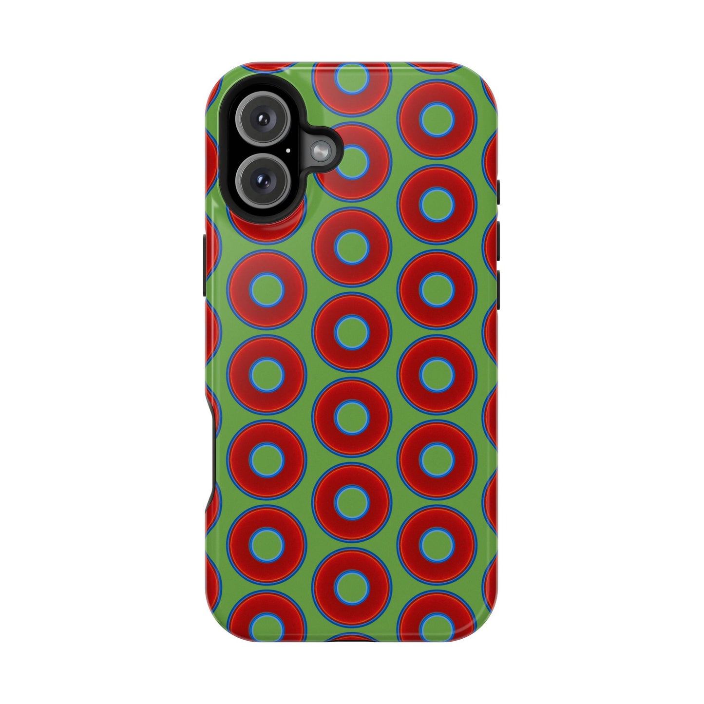 Magnetic Tough Donut Case - red vivid donut print w/light green background
