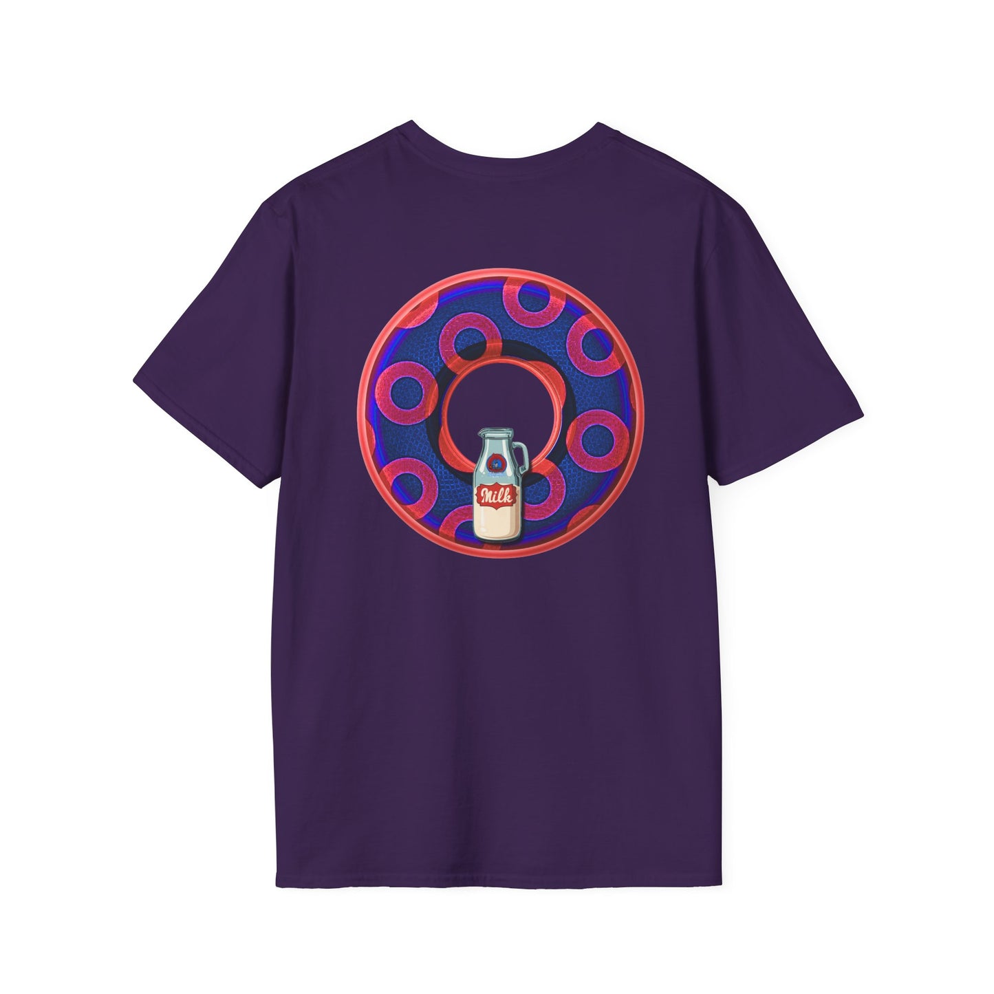 Classic Donut Tee - Unisex Soft-Style - "Wooked Cream - YEMSG Donut " - dark electric blue/red rustic paradox donut - variant 2