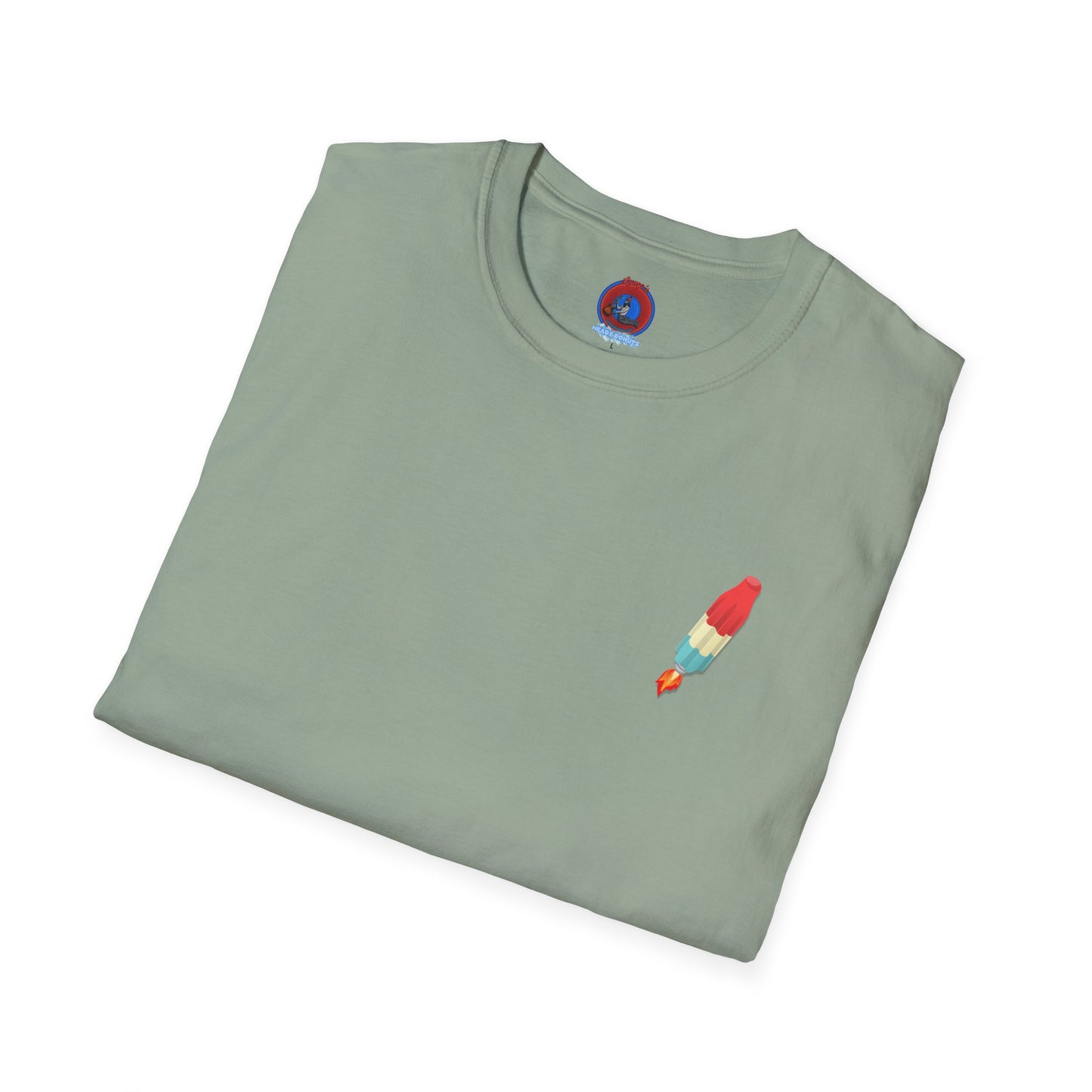 Classic Donut Tee - Unisex Soft-Style - "Blow this Popsicle Stand" - red/blue/cream - bomb pop