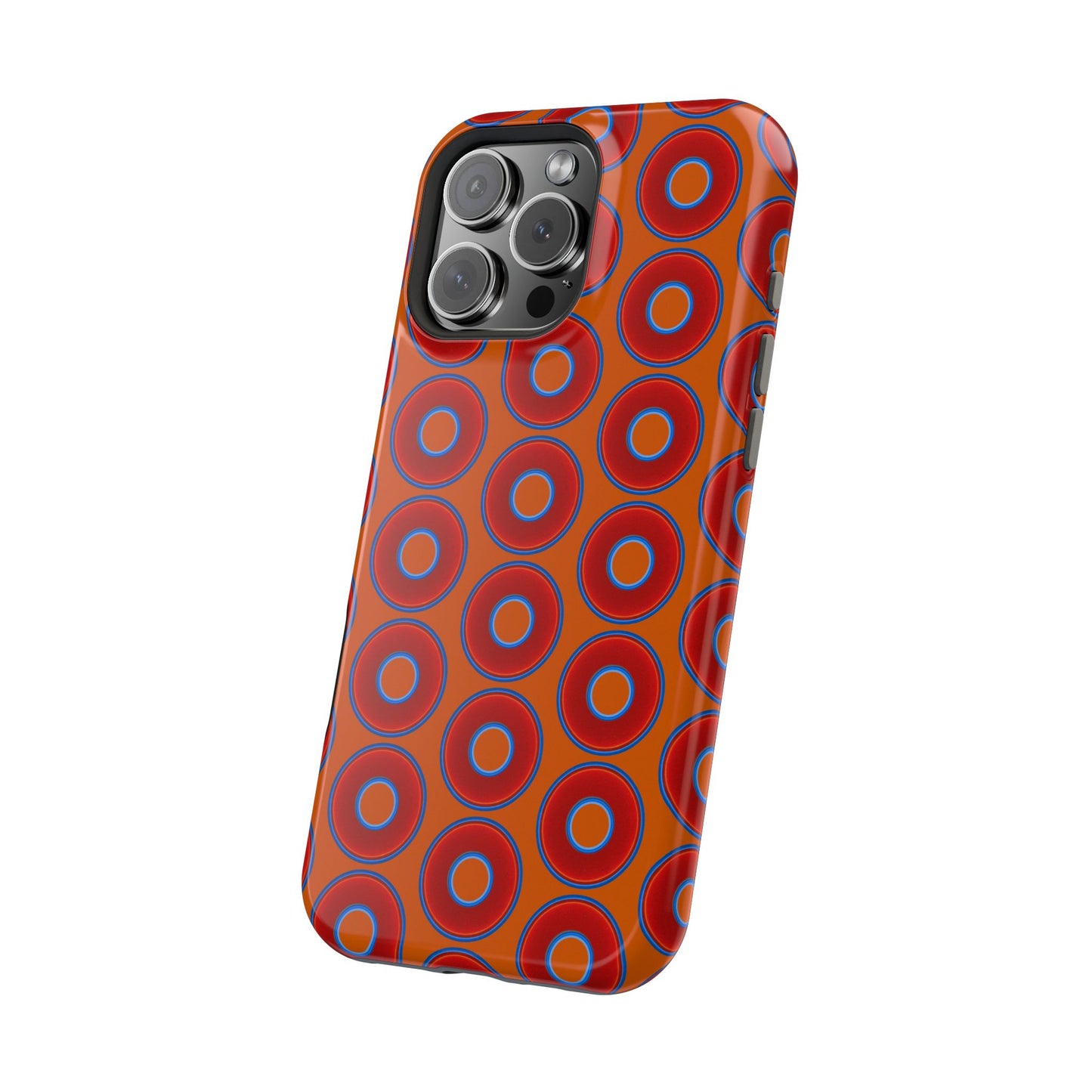 Magnetic Tough Donut Case - red vivid donut print w/dark orange background