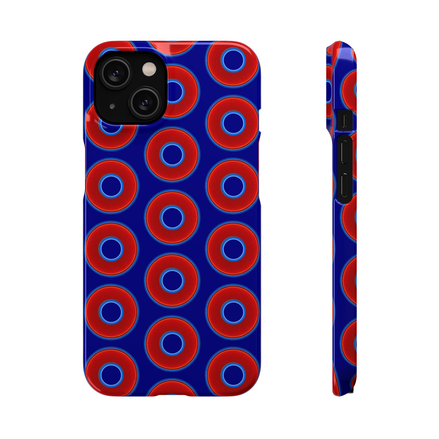 Lumpy Donut Snap Case - red vivid donut print w/vivid navy blue background