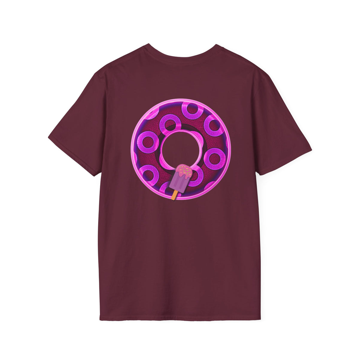 Classic Donut Tee - Unisex Soft-Style - "It's Ice Cream Popsicles - YEMSG Donut" - purple/magenta paradox donut - variant 1