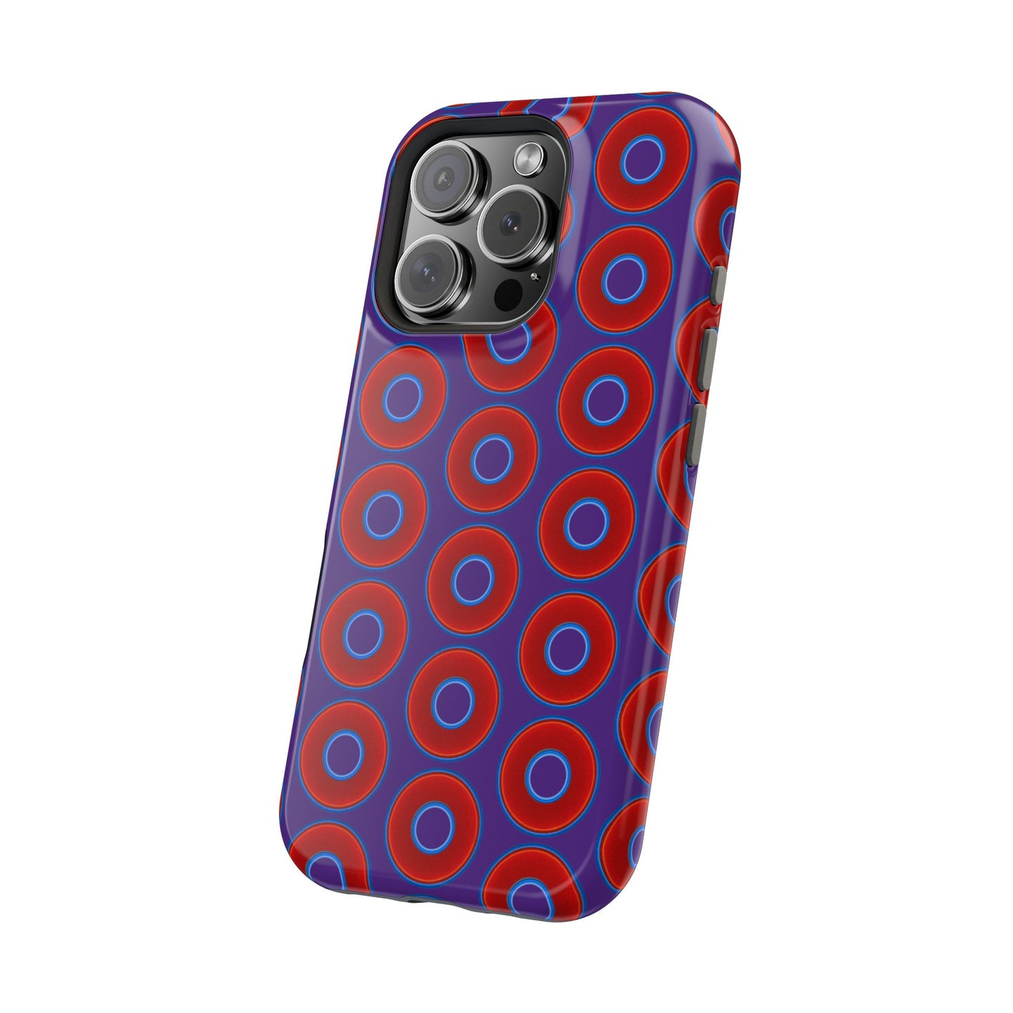 Magnetic Tough Donut Case - red vivid donut print w/purple background