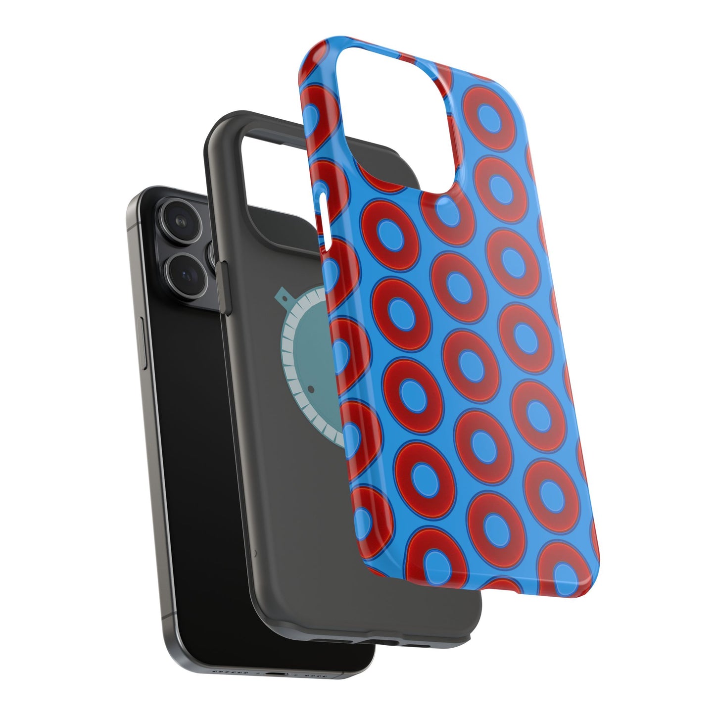 Magnetic Tough Donut Case - red vivid donut print w/sky royal blue background