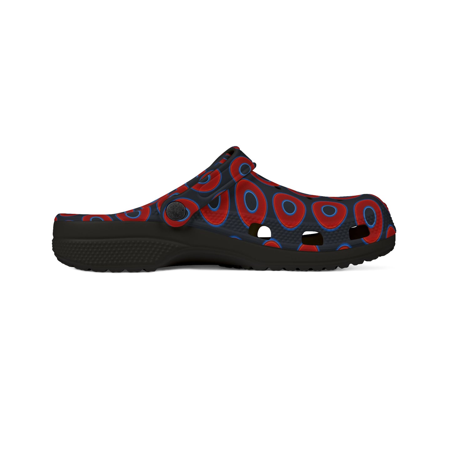 Spatchcocks - donut slip-on shoes - vivid red donuts w/blue charcoal background [unisex]