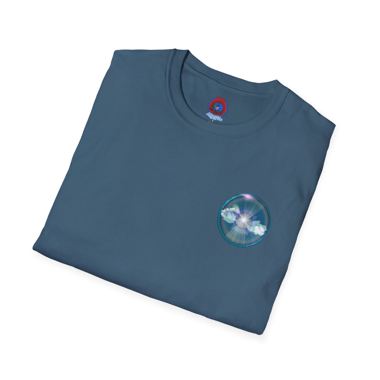 Classic Donut Tee - Unisex Soft-Style - "The Divided Donut" - variant 3 - blue donut [*50% to The Divided Sky Foundation]
