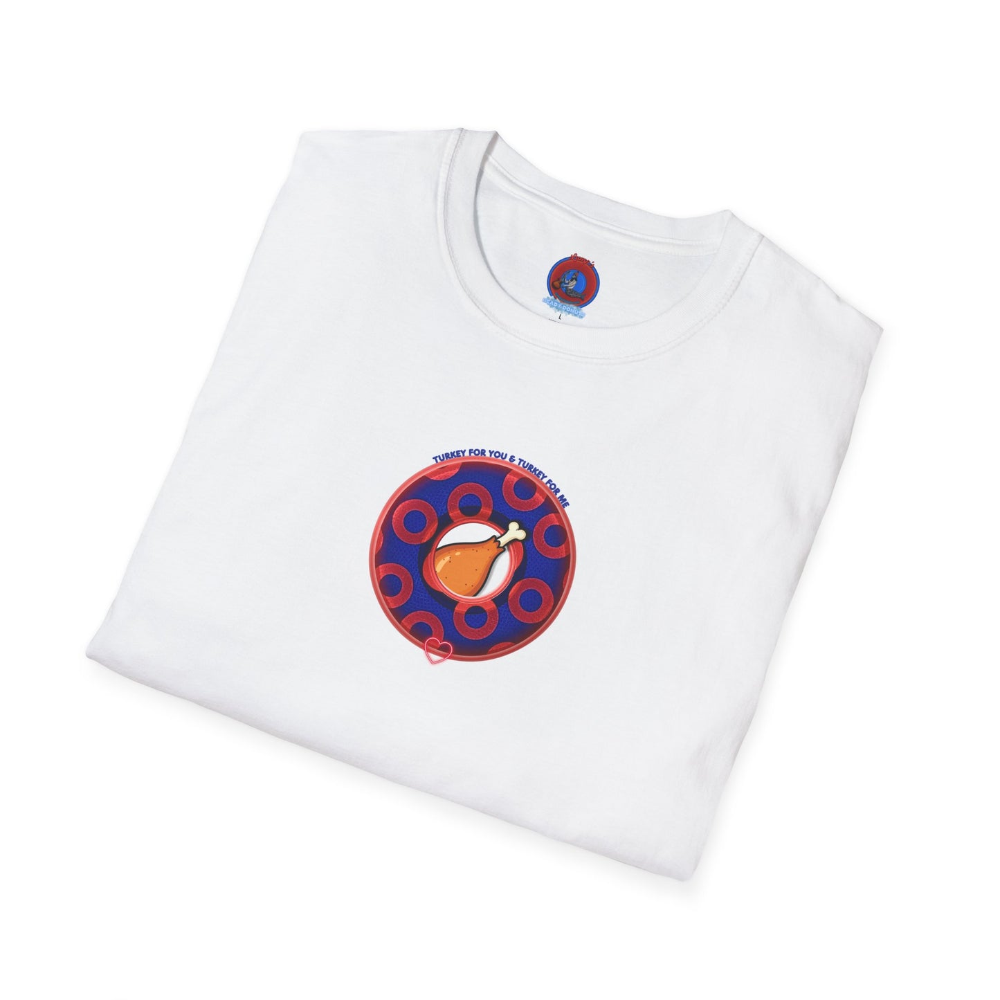 Classic Donut Tee - Unisex Soft-Style - "Turducken Donut Madness" - blue/red rustic paradox donut - holiday edition