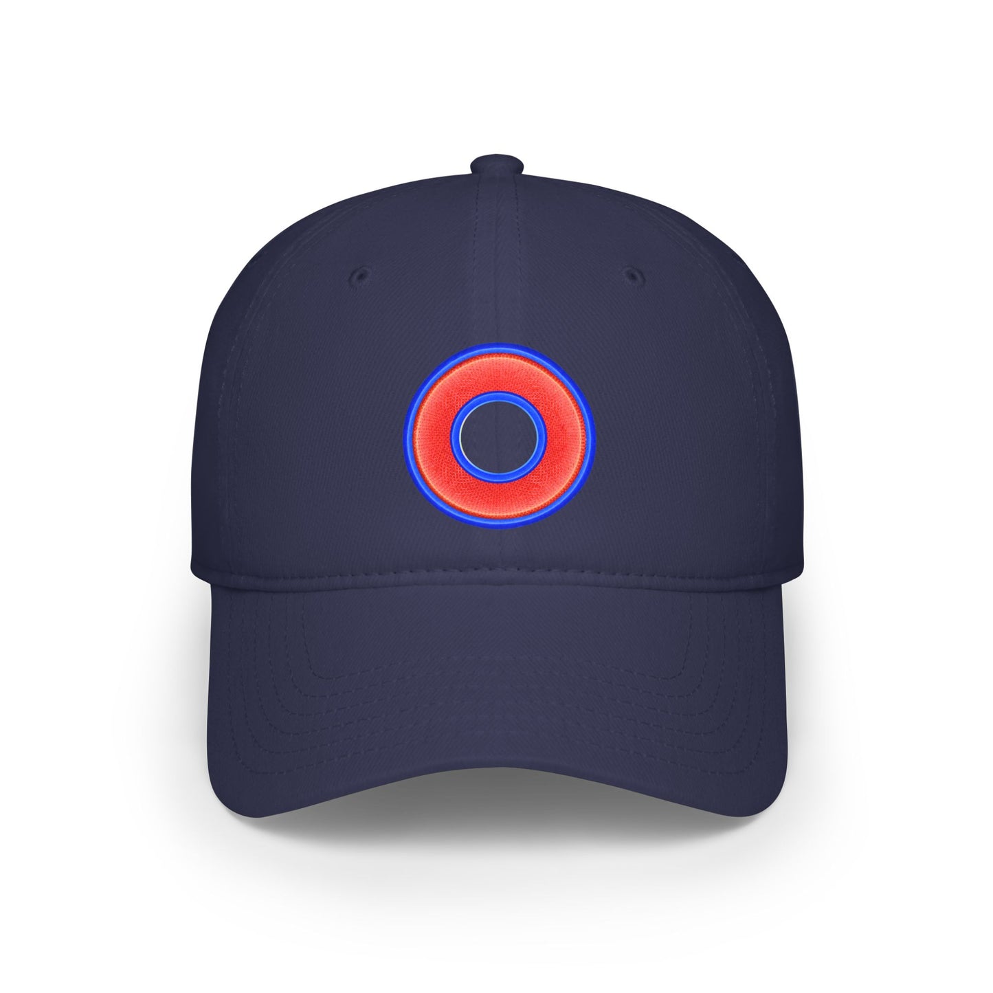 Lumpy Donut Baseball Cap - "Plain [Mary] Jane" - rustic red/blue donut w/