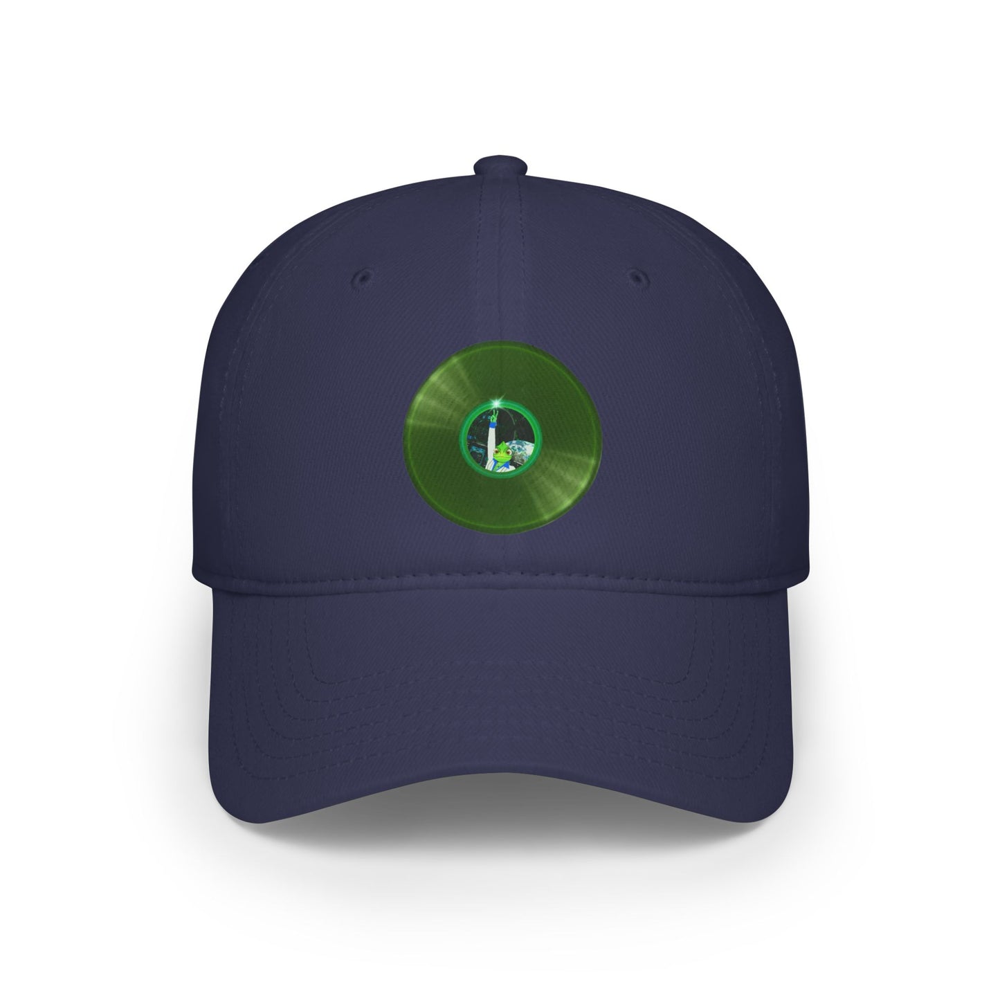 Lumpy Donut Baseball Cap - "Rutherford's Staying Alive Donut Cap" - variant 2 vivid green record donut w/