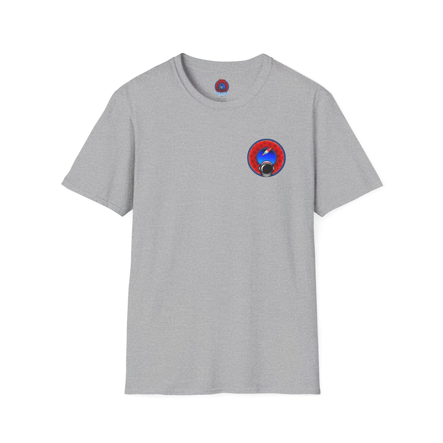 Classic Donut Tee - Unisex Soft-Style - "This is What Donuts Smell Like in Space - YEMSG Donut" - red/blue widemouthed paradox donut