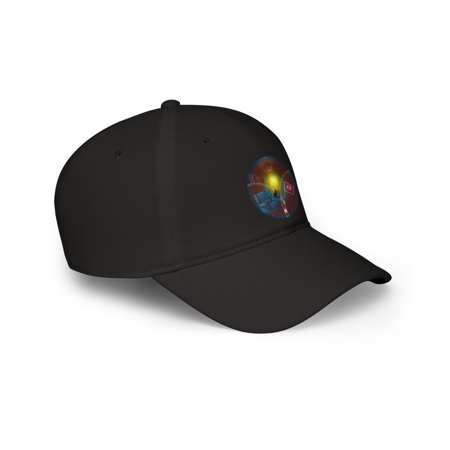 Lumpy Donut Baseball Cap - "Donuts Going Through My Mind Mind Mind Cap" - vivid red/blue pic donut w/