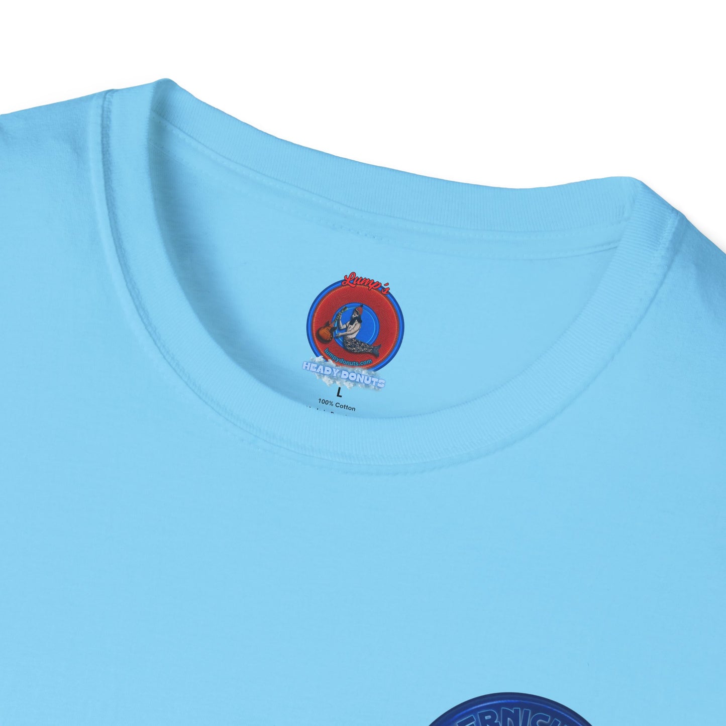 Classic Donut Tee - Unisex Soft-Style - "Drunken Copernicus" - series 1.0 - variant 1 - blue donut