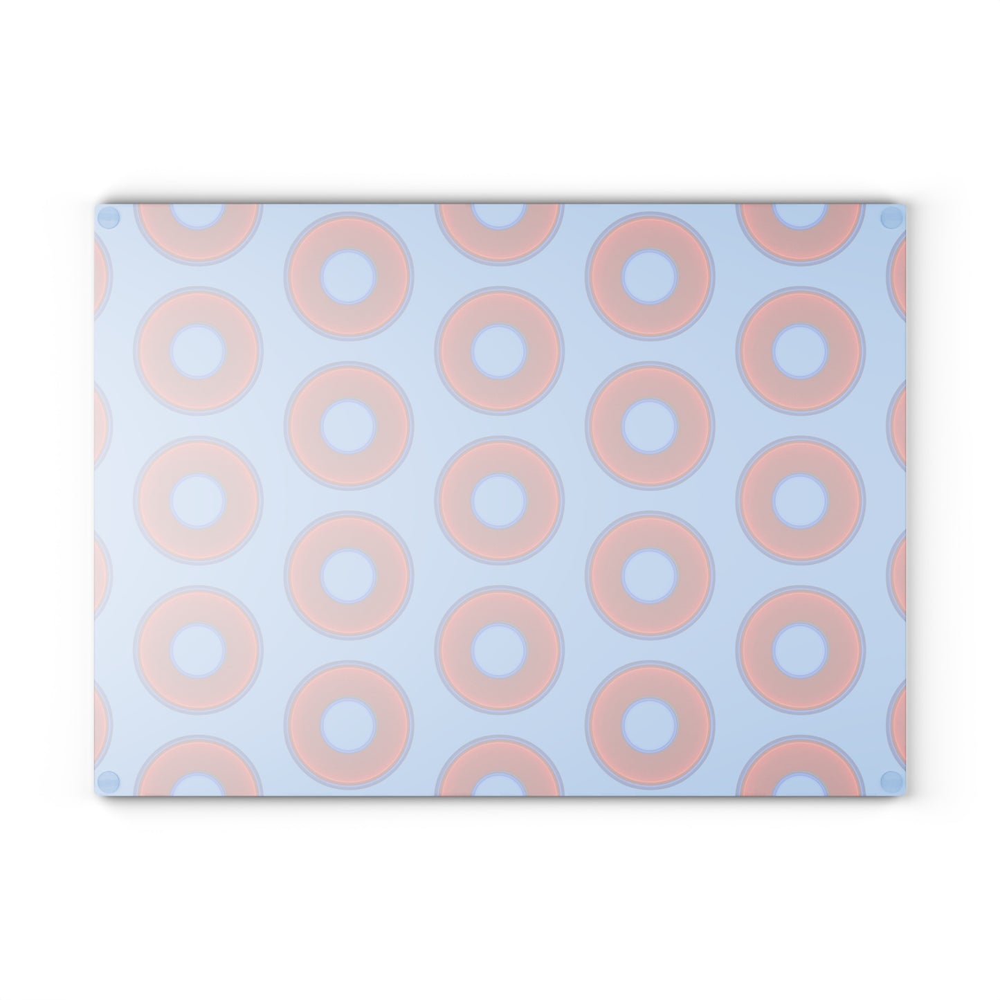 My Friend's Cutting Board - vivid red donuts w/light blue background