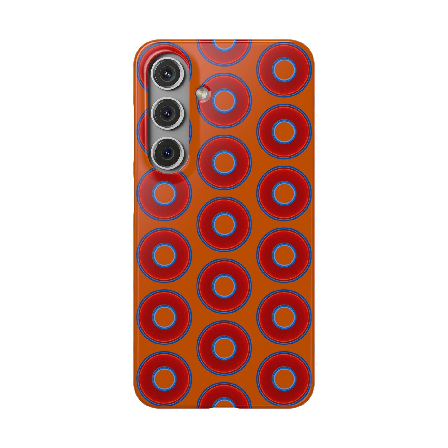 Lumpy Donut Snap Case - red vivid donut print w/dark orange background