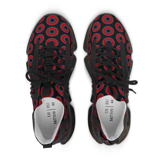 Women's Donut Kicks - red vivid donut print w/midnight moss green background