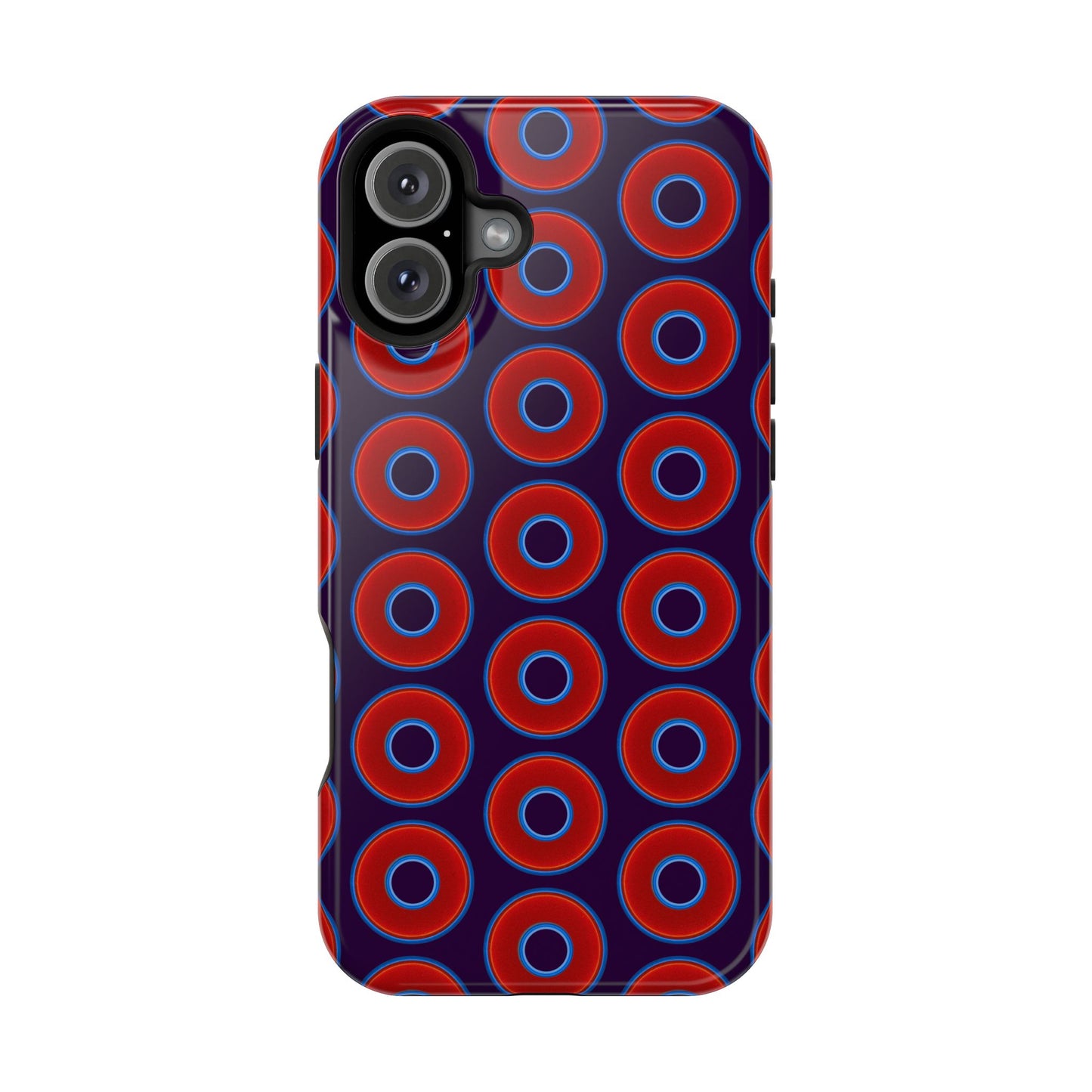 Impact-Resistant Lumpy Donut Case - red vivid donut print w/midnight purple background
