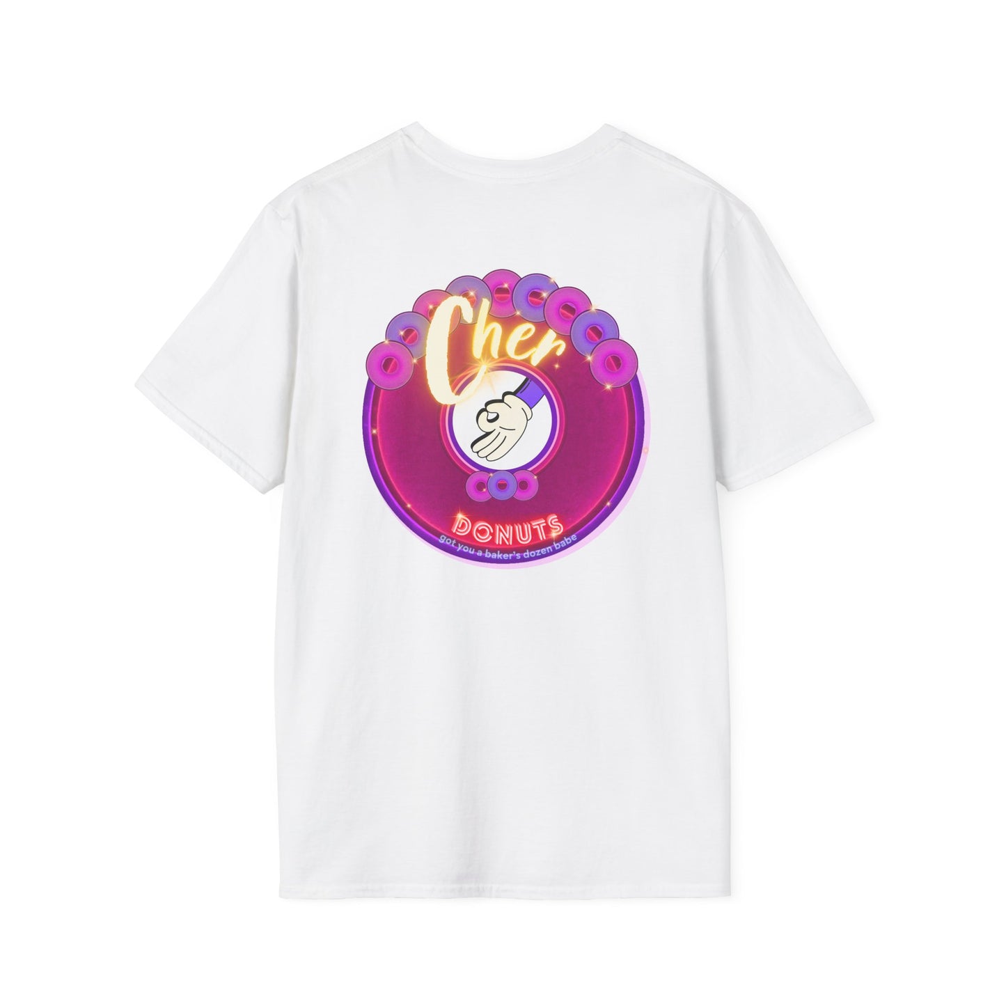 Classic Donut Tee - Unisex Soft-Style - "Chering is Caring Donut' - vivid magenta/purple donut