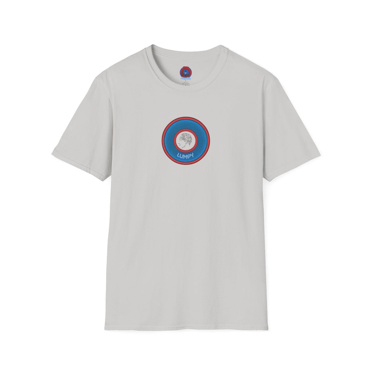 Classic Donut Tee - Unisex Soft-Style - "The Lumpy Donut" - variant 2 - blue/red donut