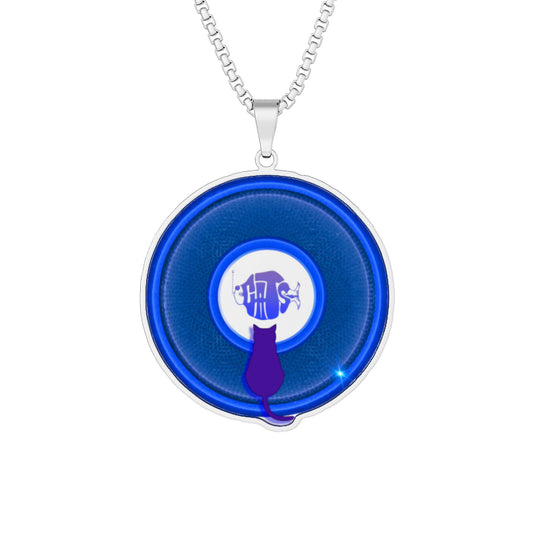Lump's Heady Donut Necklace - 1" x 1" Stainless Steel Pendant - "Your Pet Donut Pendant" - blue/blue rustic donut - variant 1