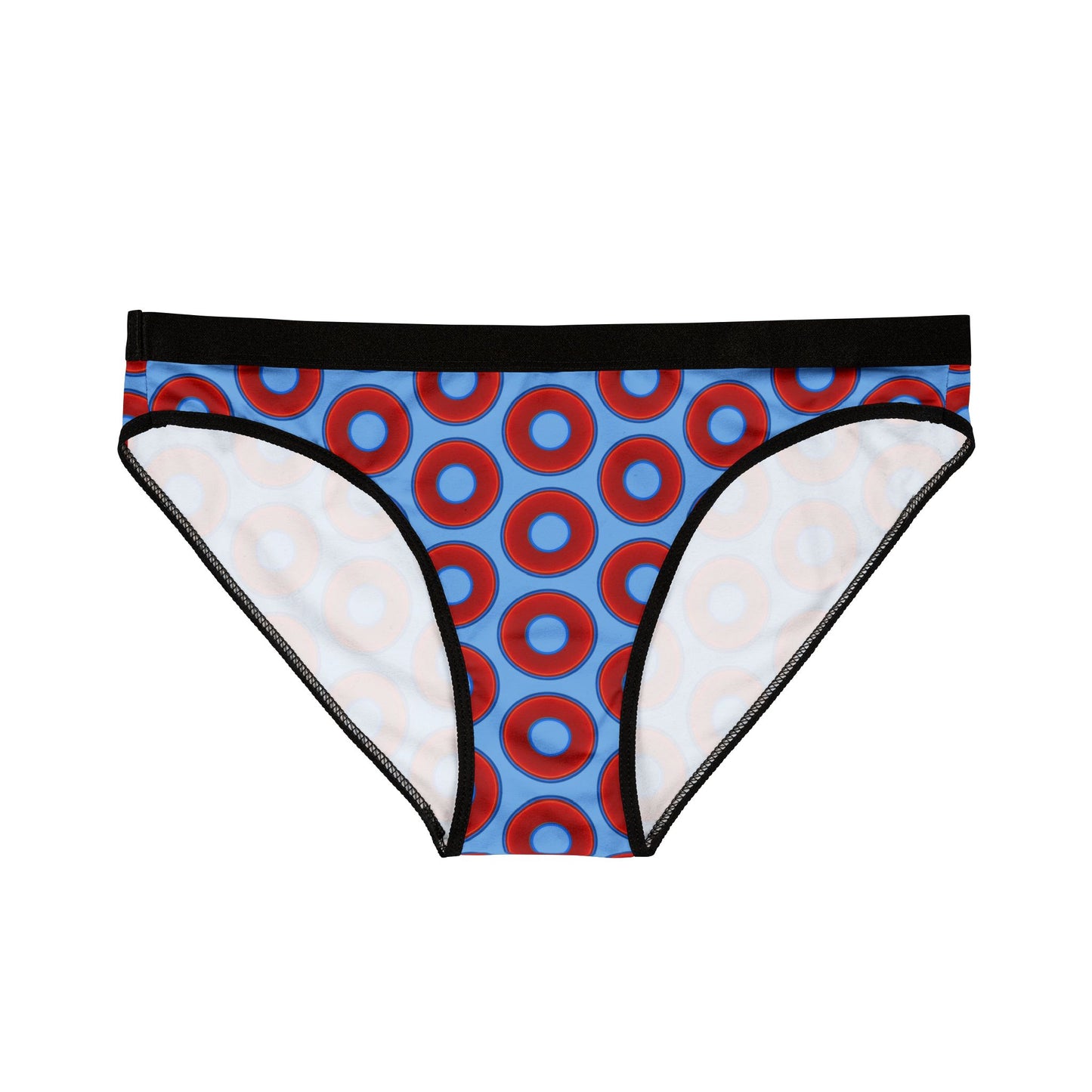 Lumpy Donut Underwear - vivid red donut print w/light blue background