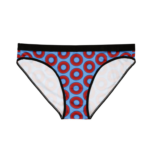 Lumpy Donut Underwear - vivid red donut print w/light blue background