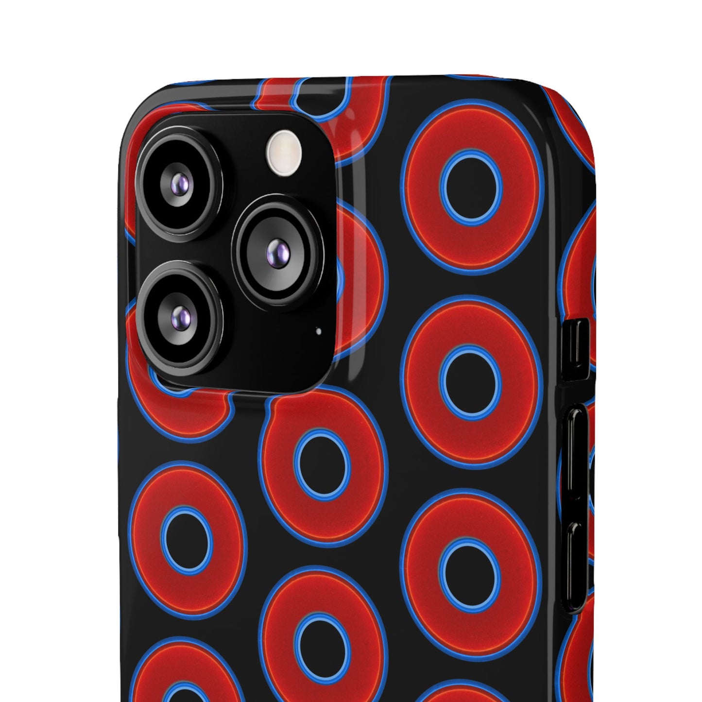 Lumpy Donut Snap Case - red vivid donut print w/black background