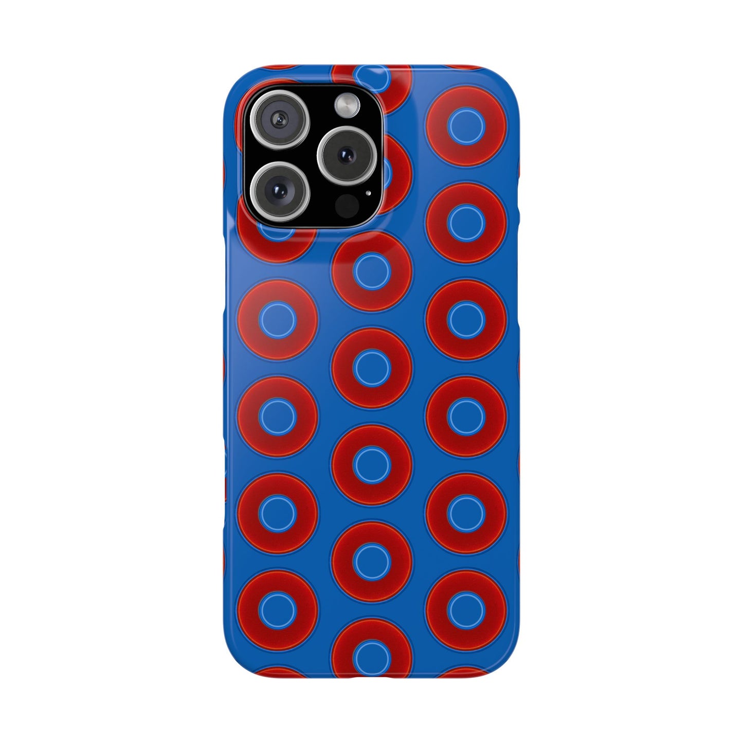 Lumpy Donut Snap Case - red vivid donut print w/dark royal background