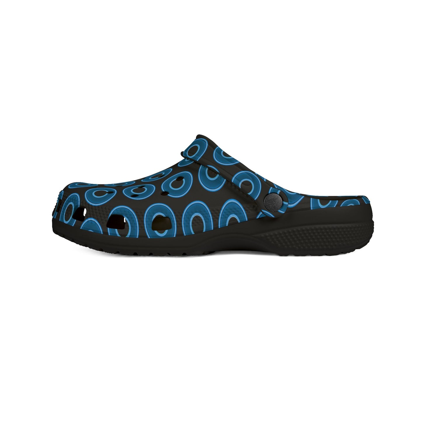 Spatchcocks - donut slip-on shoes - blue rustic donuts w/black background [unisex]