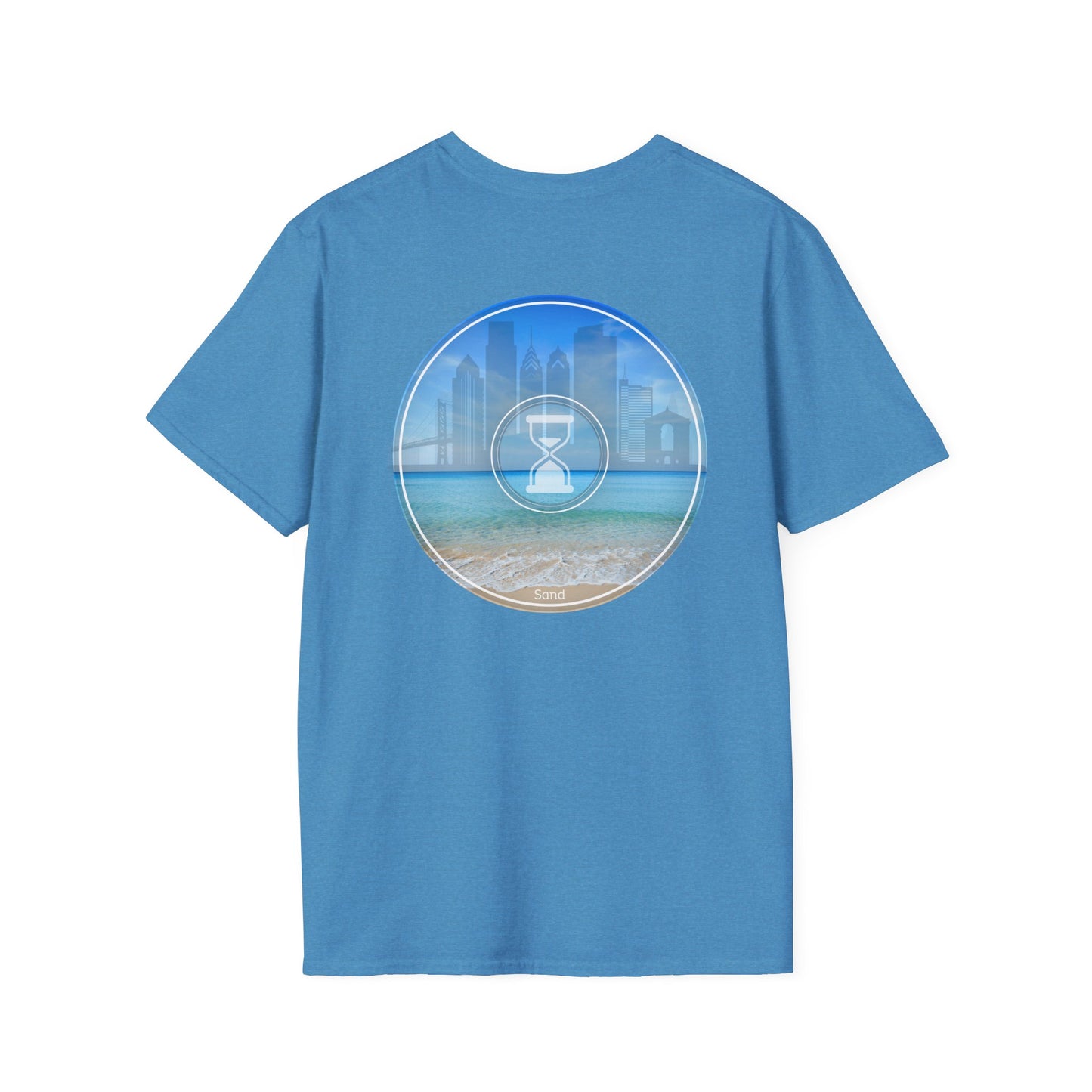 Classic Donut Tee - Unisex Soft-Style - "Philly Special: Still Loading Sand" - vivid blue  pic donut - variant 1