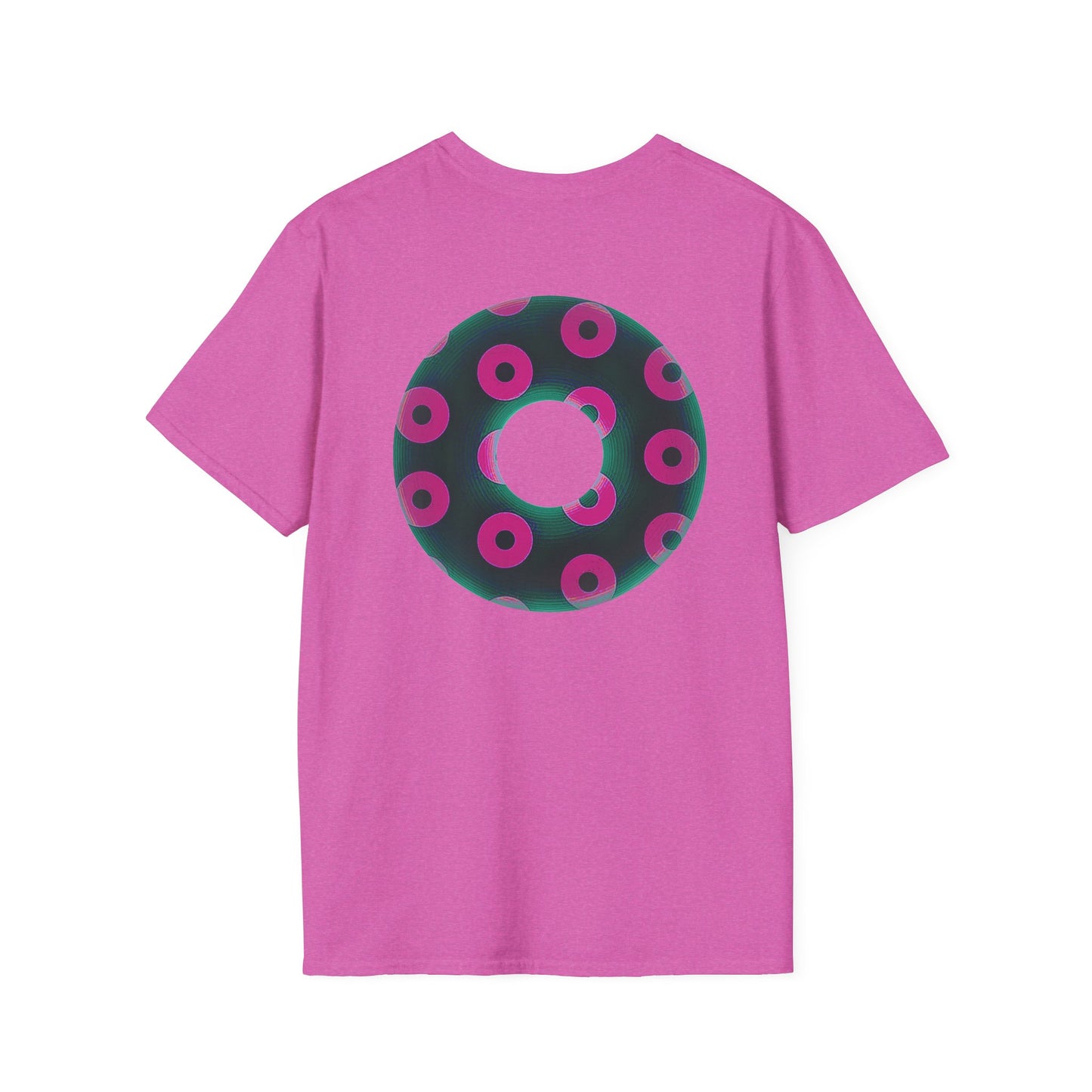 Plain Donuts/Unisex Soft-Style - "Plain Blimpy Paradoxical Donuts" - dark green/magenta donuts
