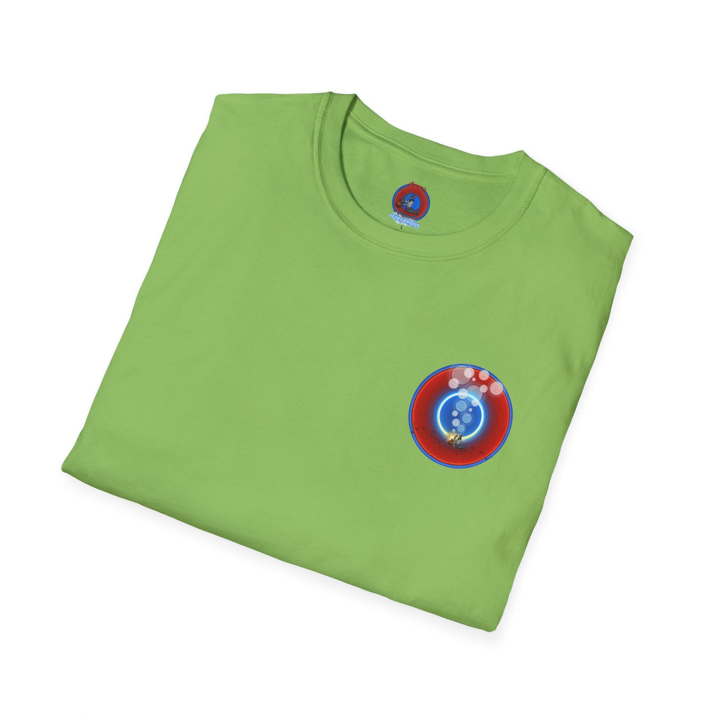 Classic Donut Tee - Unisex Soft-Style - "Bubbler's Donut Tee" - vivid red/blue donut