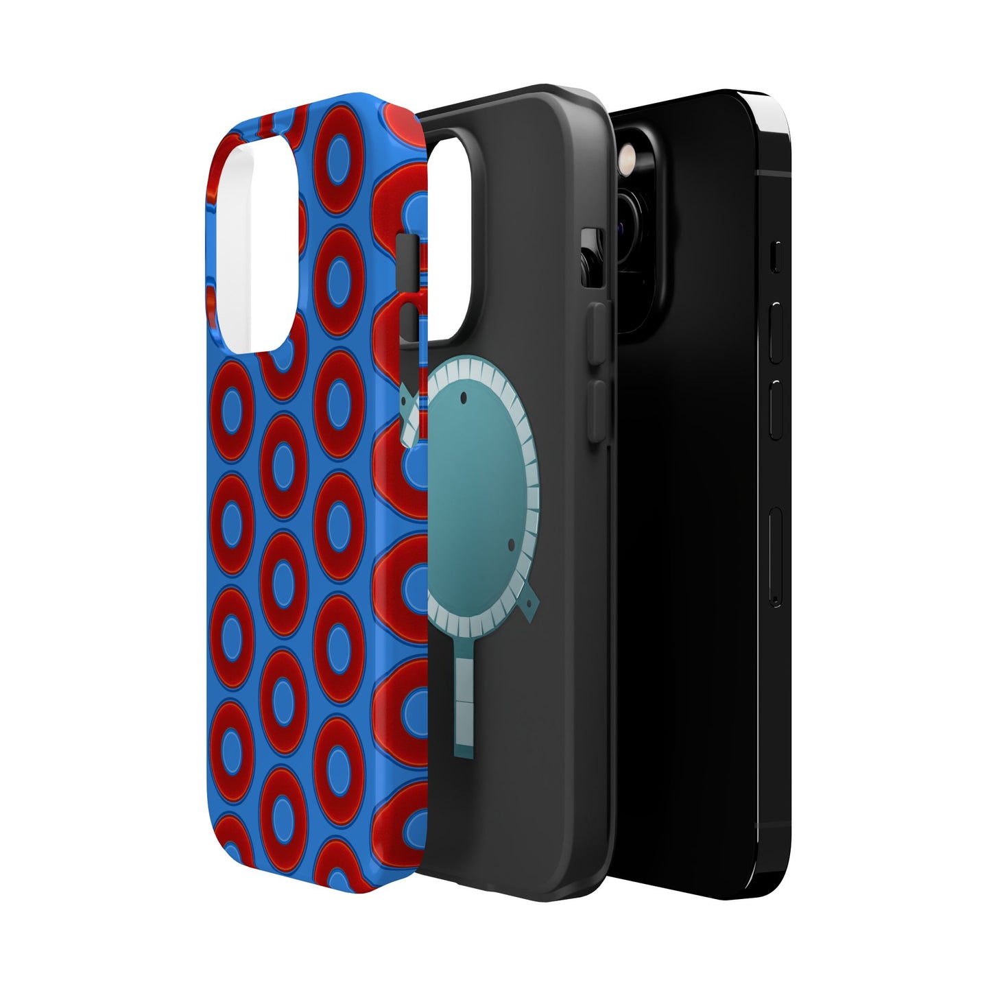 Magnetic Tough Donut Case - red vivid donut print w/light royal blue background