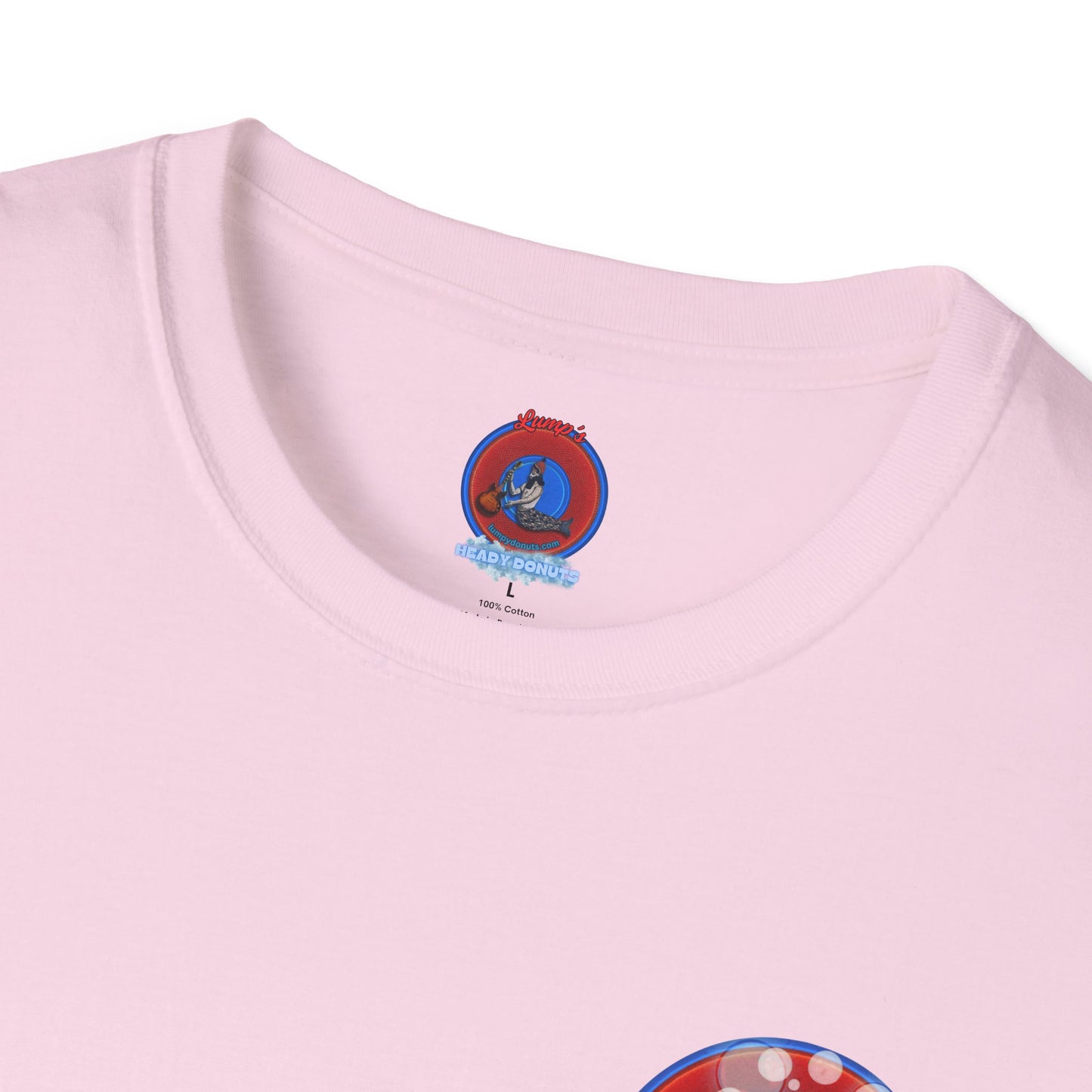Classic Donut Tee - Unisex Soft-Style - "Bubbler's Donut Tee" - vivid red/blue donut