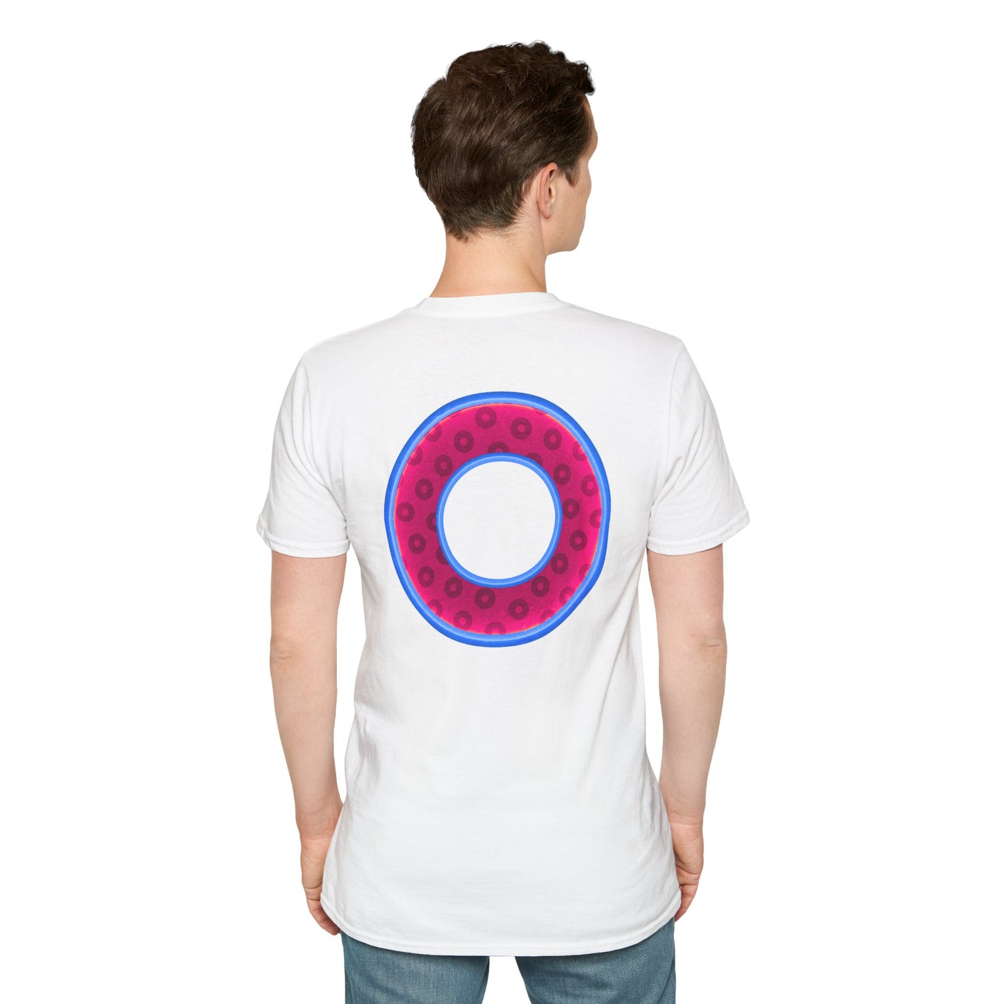 Plain Donuts/Unisex Soft-Style - "Plain Wide Mouthed Paradoxical Donuts" - bright magenta/light blue royal blue donuts