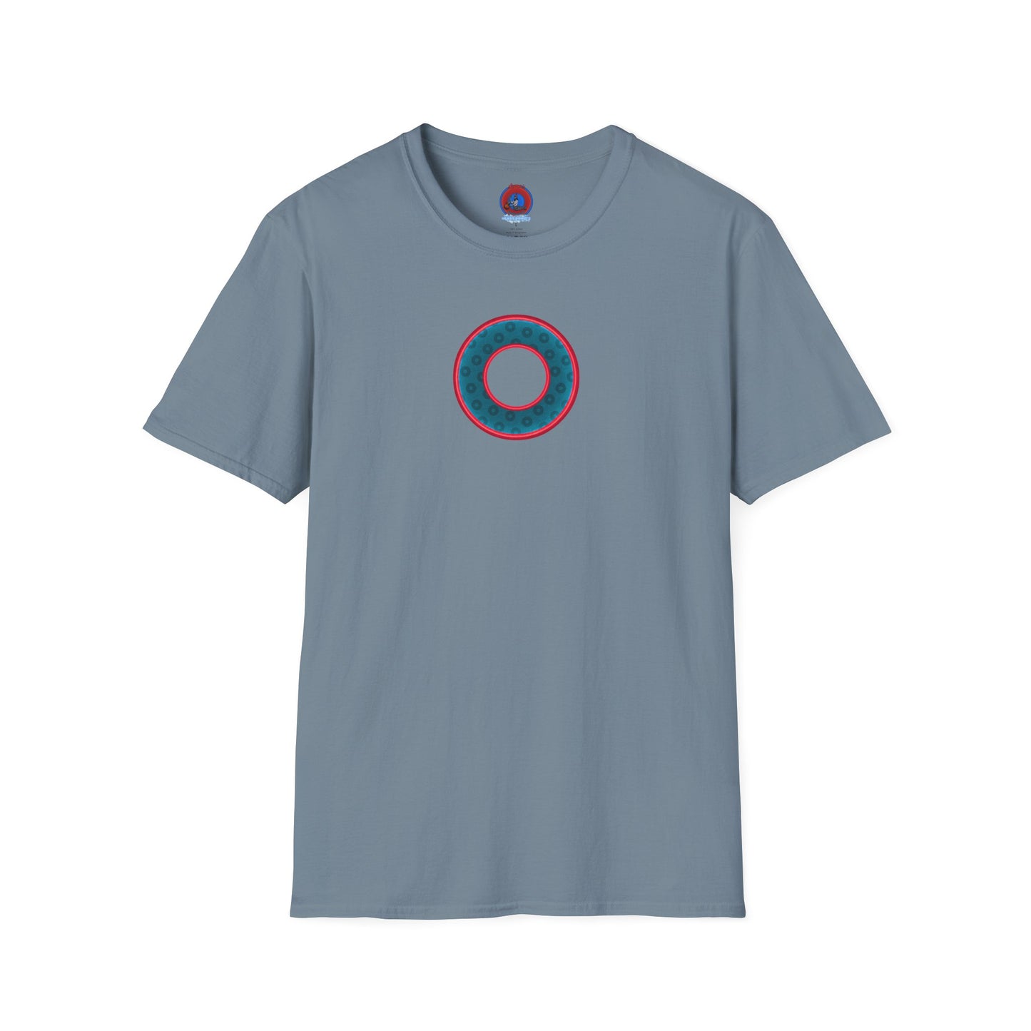 Plain Donuts/Unisex Soft-Style - "Plain Wide Mouthed Paradoxical Donuts" - dark aquamarine blue/red donuts
