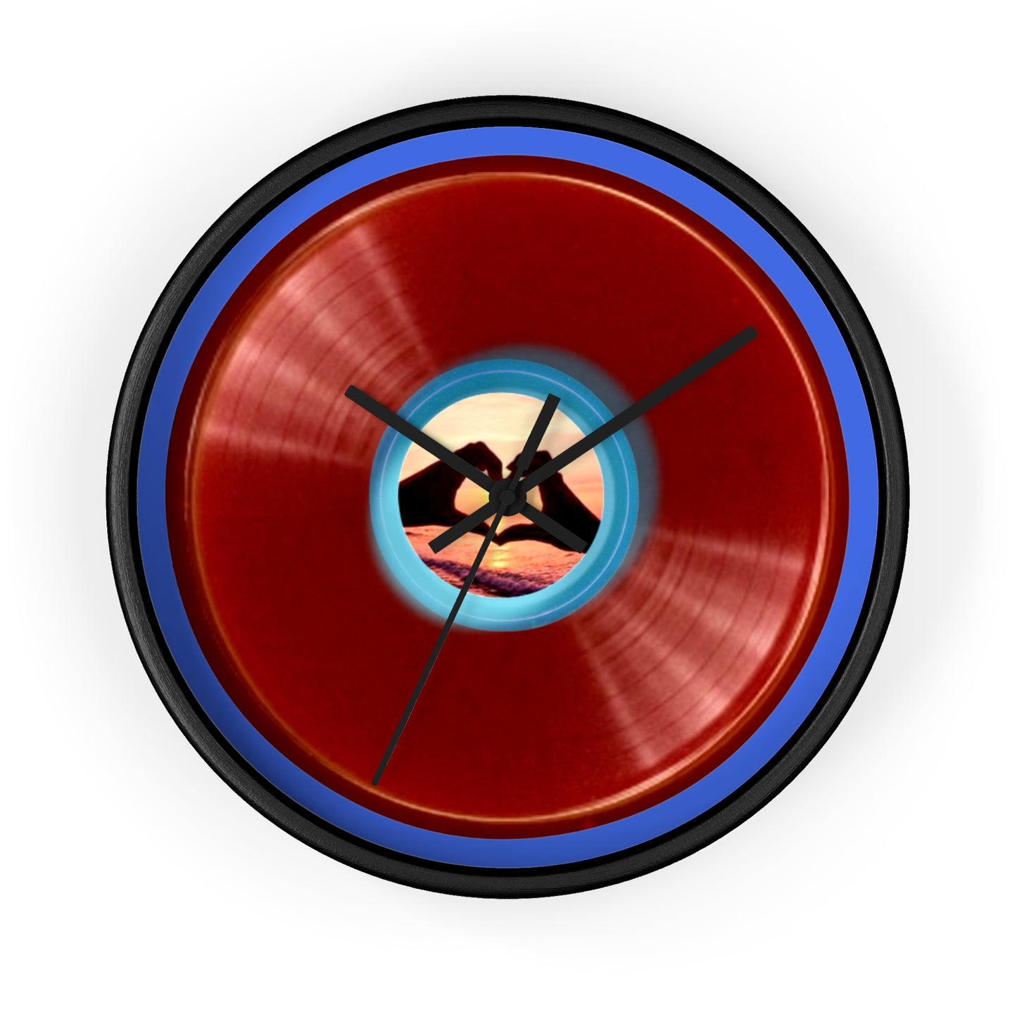 Lumpy Wall Clock - "Waste of a Perfectly Good Clock" - variant 1 - red vivid donut w/royal blue background