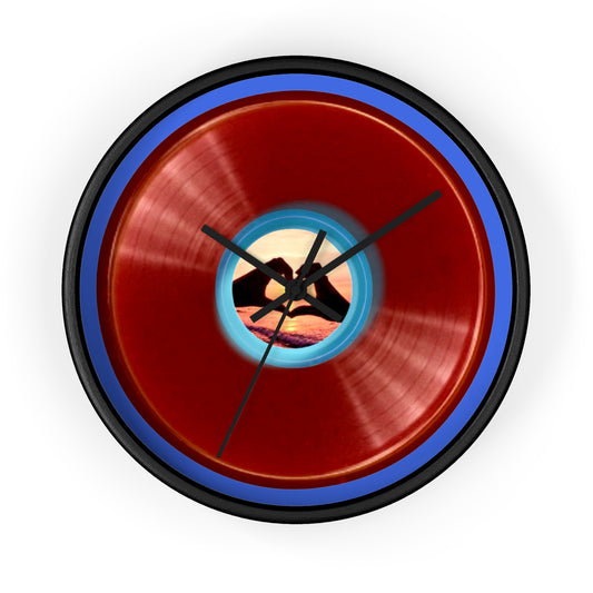 Lumpy Wall Clock - "Waste of a Perfectly Good Clock" - variant 1 - red vivid donut w/royal blue background