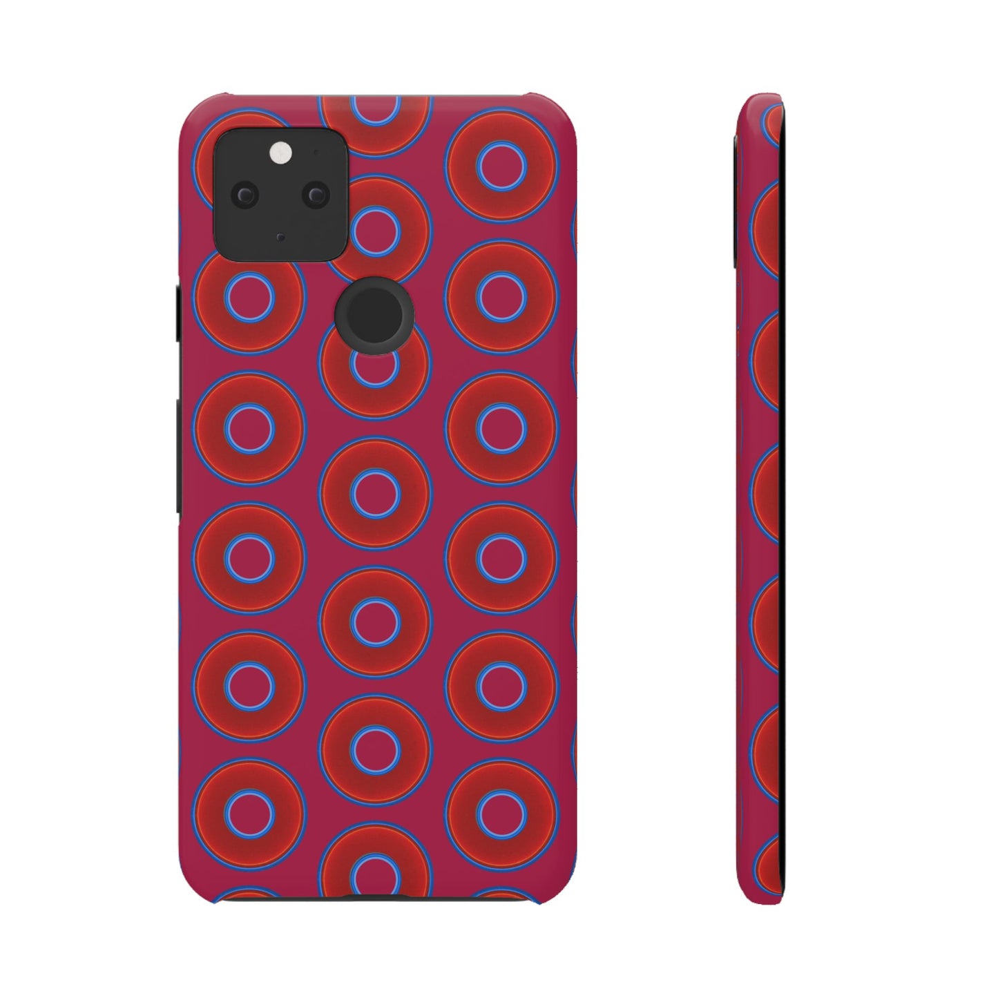 Lumpy Donut Snap Case - red vivid donut print w/dark magenta background