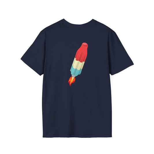 Classic Donut Tee - Unisex Soft-Style - "Blow this Popsicle Stand" - red/blue/cream - bomb pop