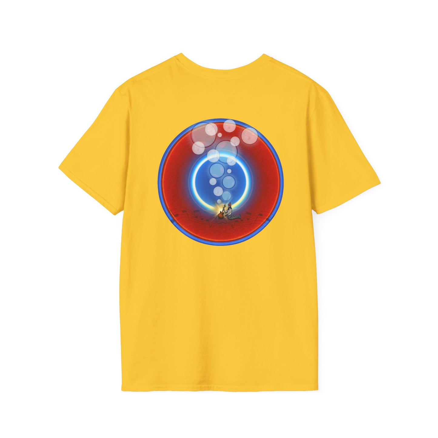 Classic Donut Tee - Unisex Soft-Style - "Bubbler's Donut Tee" - vivid red/blue donut