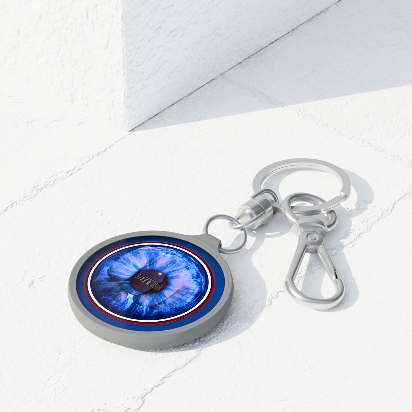 Lumpy Donut Keychain - "The Eye Sore Donut Keychain" - series 1.0 - variant 3 - blue eye donut w/stonehendge